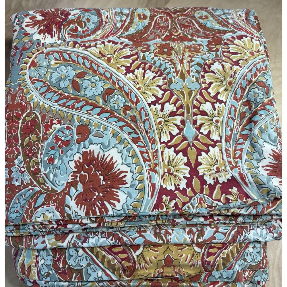Pottery Barn Bella Paisley Cotton Duvet Cover Colorful Floral King Earthy